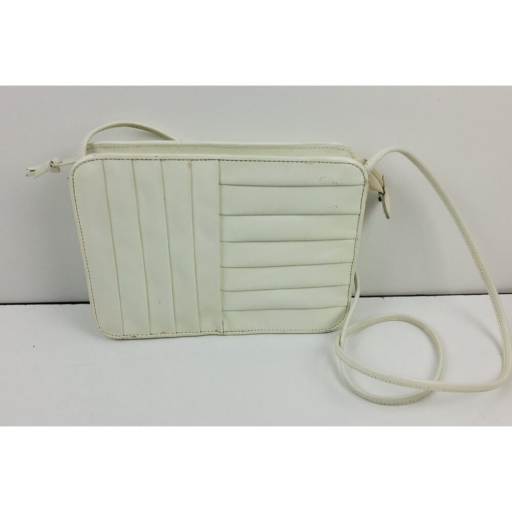 Vintage Bloomingdale's Leather Shoulder Handbag Purse Off White